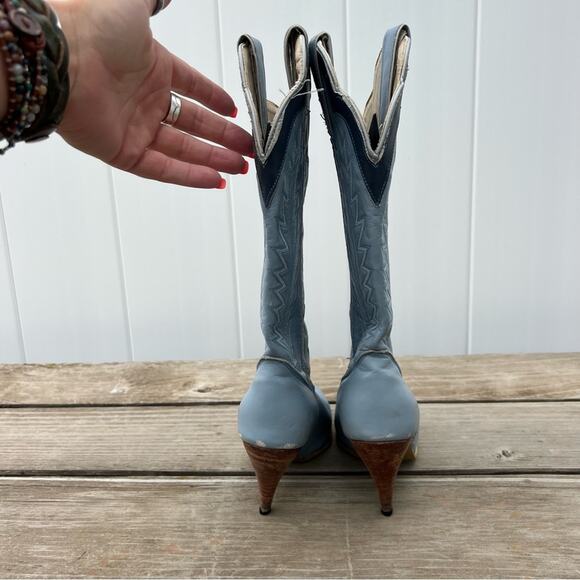 Vintage Jeenz Bootz Stiletto Heel Blue Cowgirl Western Boots 6 1/2 M - Picture 8 of 12